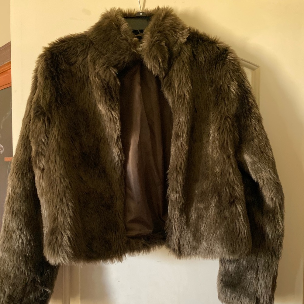 Brown faux fur jacket